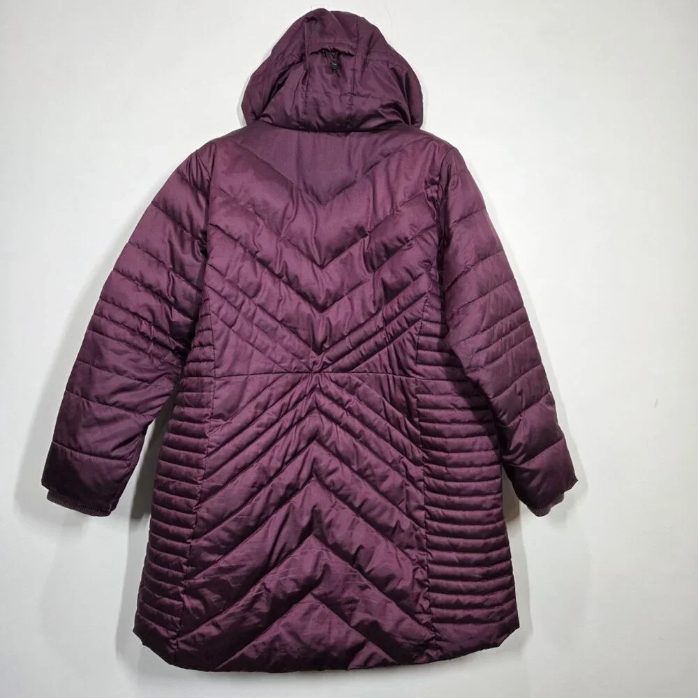 Lands End Coat Womens 1X Purple Insulated Quilted Hooded Long Parka